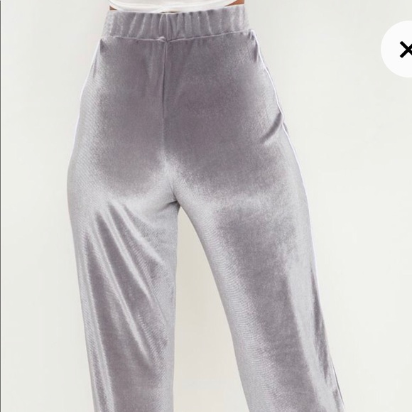 Grey Contrast Binding Velvet Trouser - Picture 3 of 8